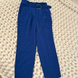 Express Ankle High Rise Work Pants Blue